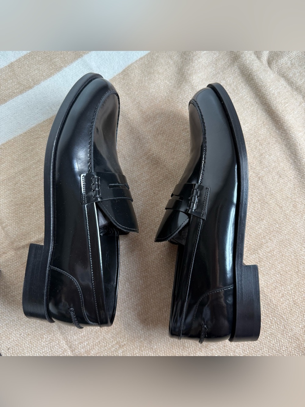 The Kooples Black Glossy Smooth Leather Penny Loafers Size US 10- EU 43 - Picture 7 of 10